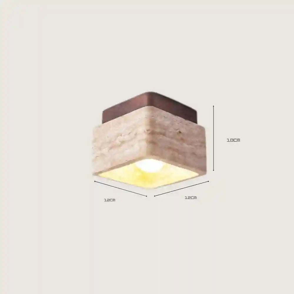 Plafonnier travertin -Spot en bois acajou