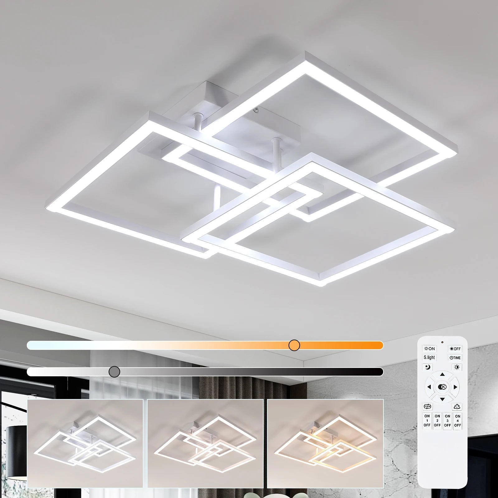 Plafonnier LED | Carré Moderne Dimmable avec Télécommande