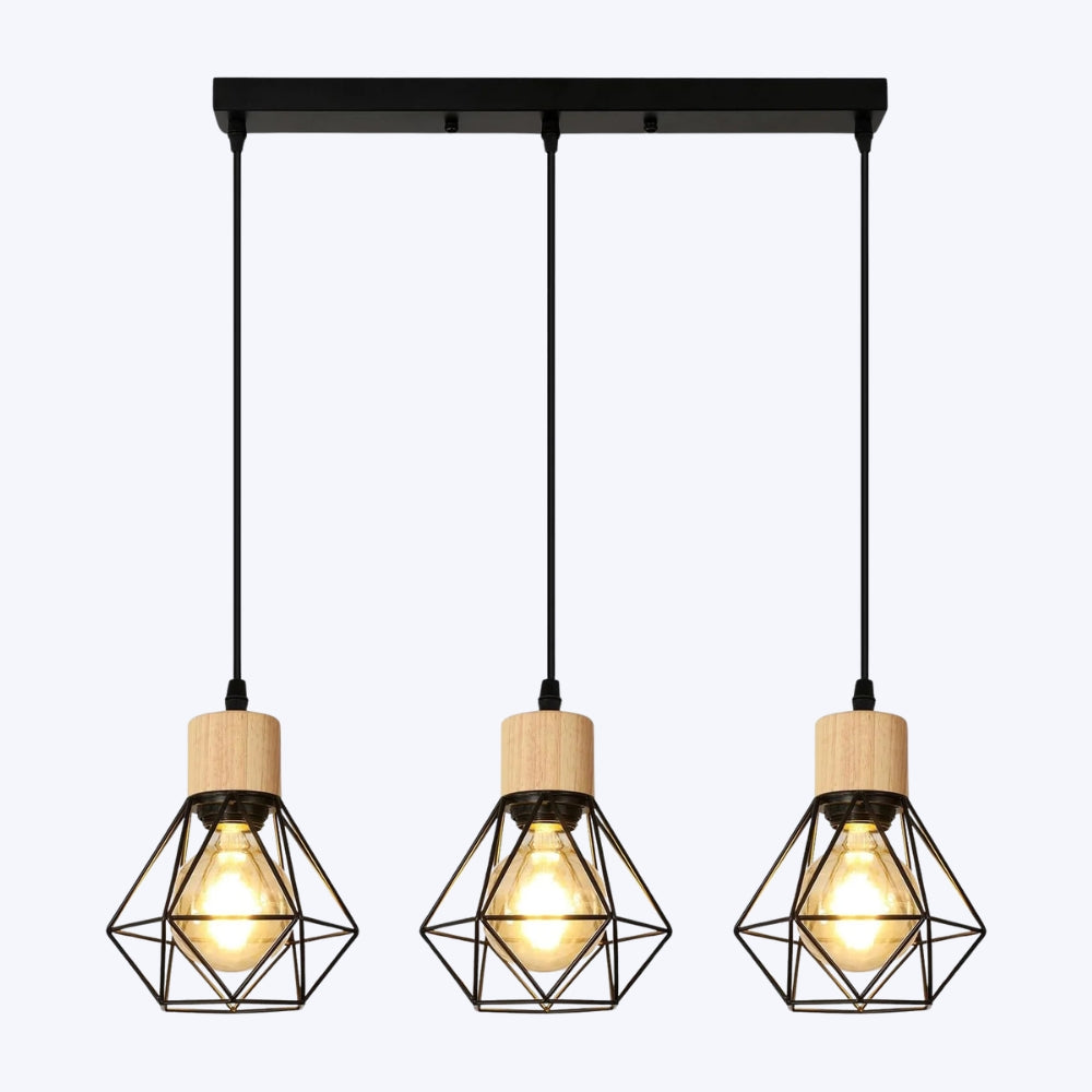 Lustre LED | Suspension Industrielle Grillage Rectangulaire