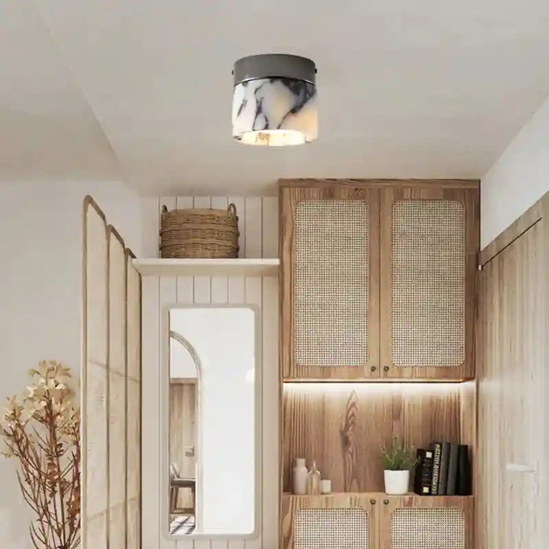 Plafonnier blanc - Cylindre Pierre Naturelle chic