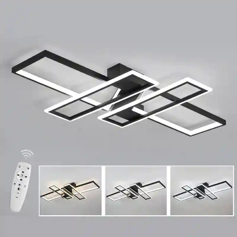 Plafonnier LED | Rectangle Noir Dimmable avec Télécommande