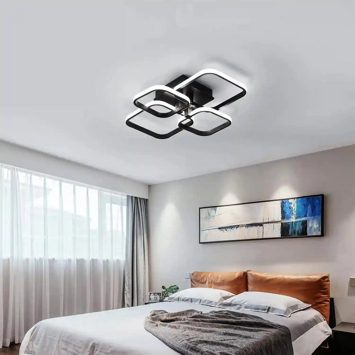 Plafonnier LED | Carré Moderne Métal & Acrylique Lumière Froide
