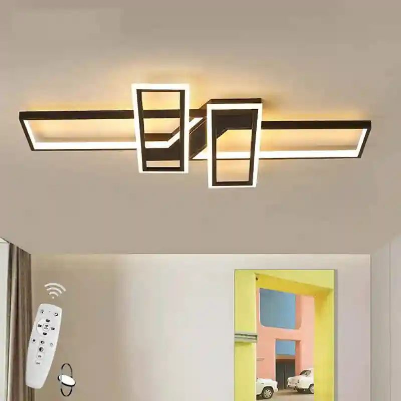 Plafonnier LED | Rectangle Noir Dimmable avec Télécommande