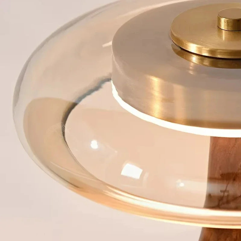 Lampe de Table Rétro Chic en Bois et Verre – Éclairage Décoratif