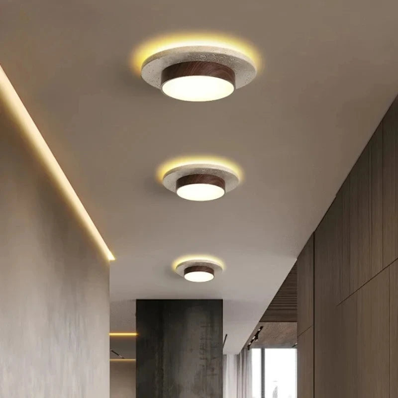 Plafonnier LED | Pierre & Bois Noyer Wabi Sabi Salon Couloir Balcon