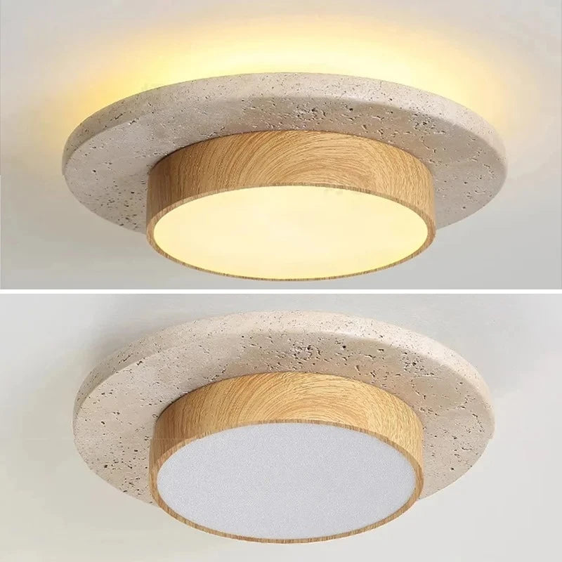 Plafonnier LED | Pierre & Bois Noyer Wabi Sabi Salon Couloir Balcon