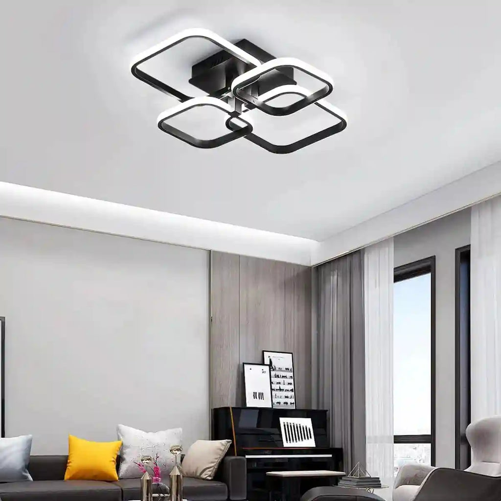 Plafonnier LED | Carré Moderne Métal & Acrylique Lumière Froide