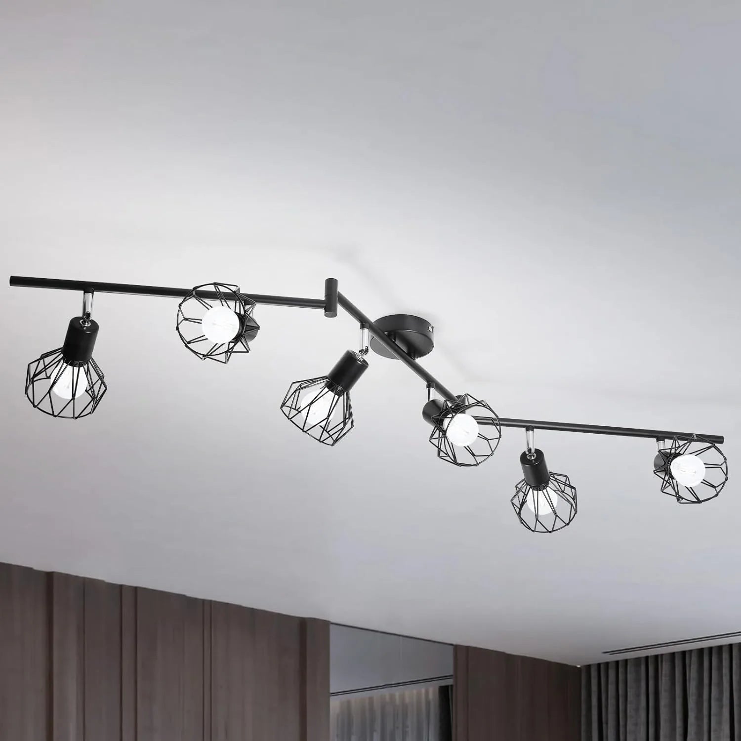 Plafonnier LED | Spots Orientables Noir 3 à 6 Lumières Moderne