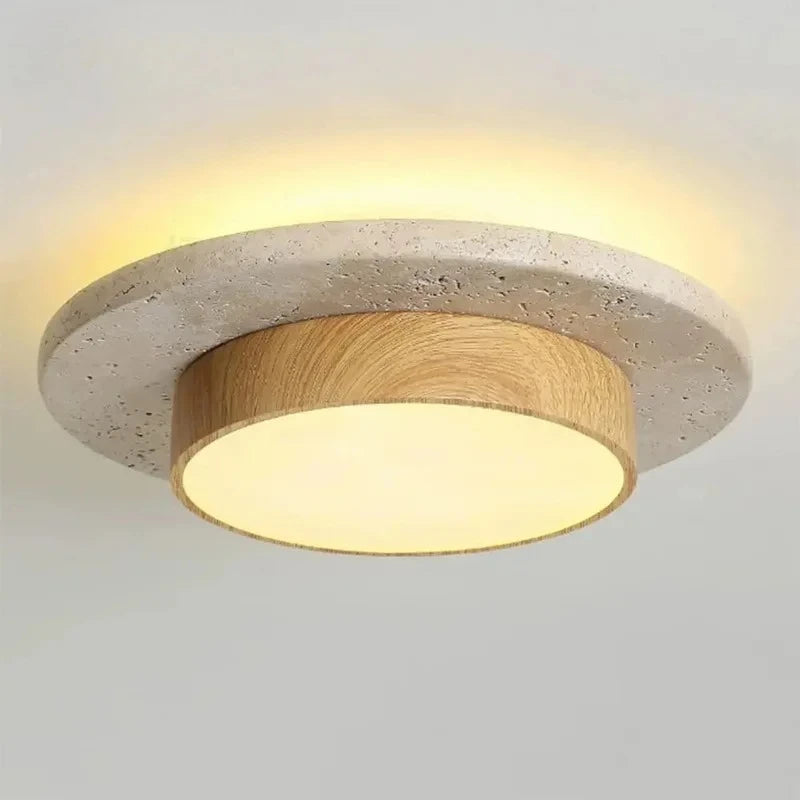 Plafonnier LED | Pierre & Bois Noyer Wabi Sabi Salon Couloir Balcon
