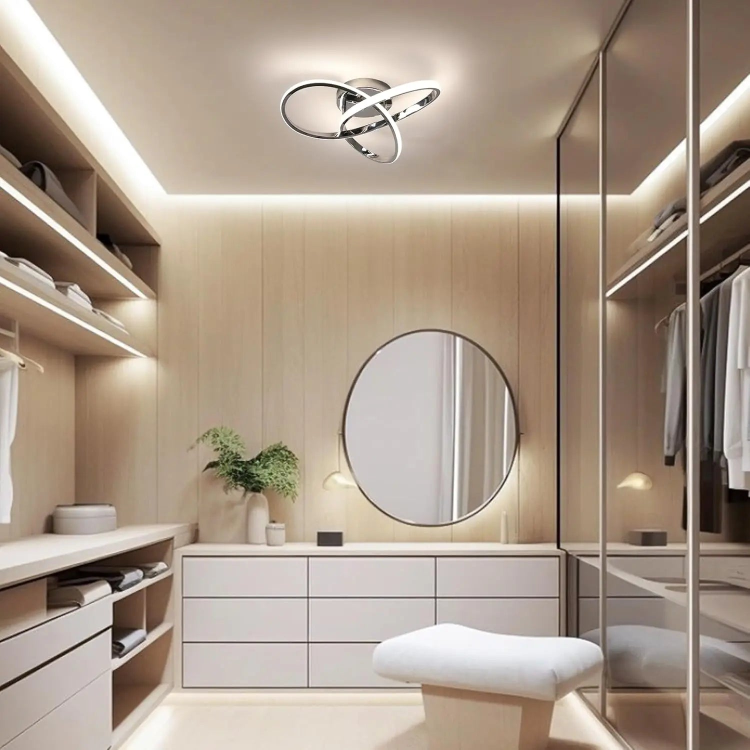 Plafonnier LED | Trèfle Argent Élégant