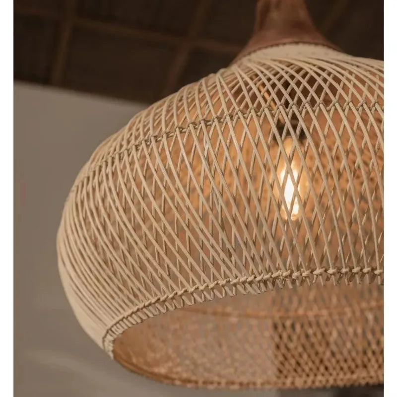 Suspension Rotin Bohème Naturel pour Salle à Manger
