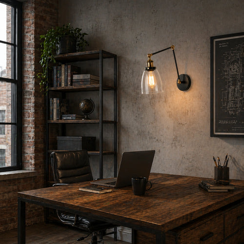 Applique murale en verre - style lampe de bureau