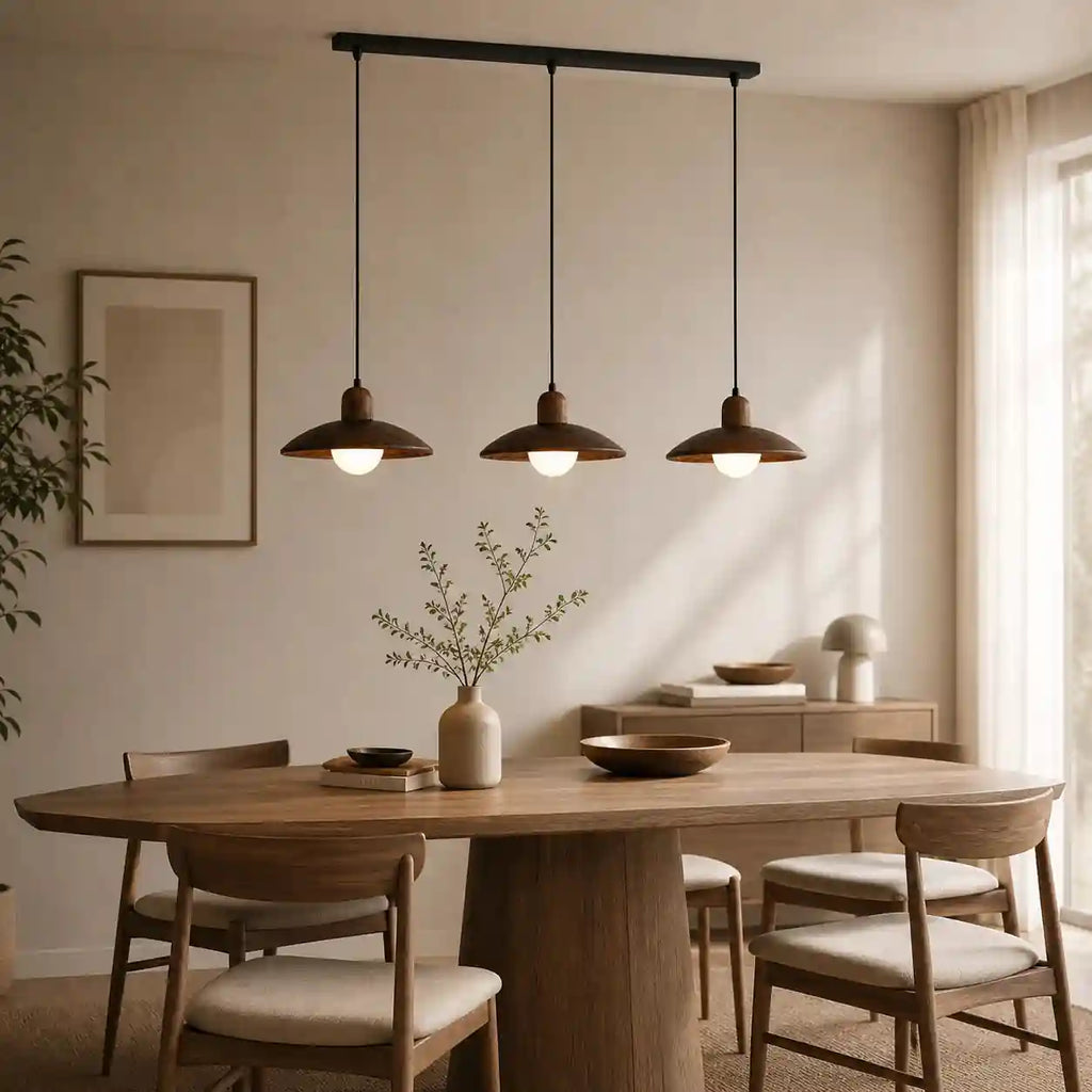 Lustre en bois - Soucoupe acajou