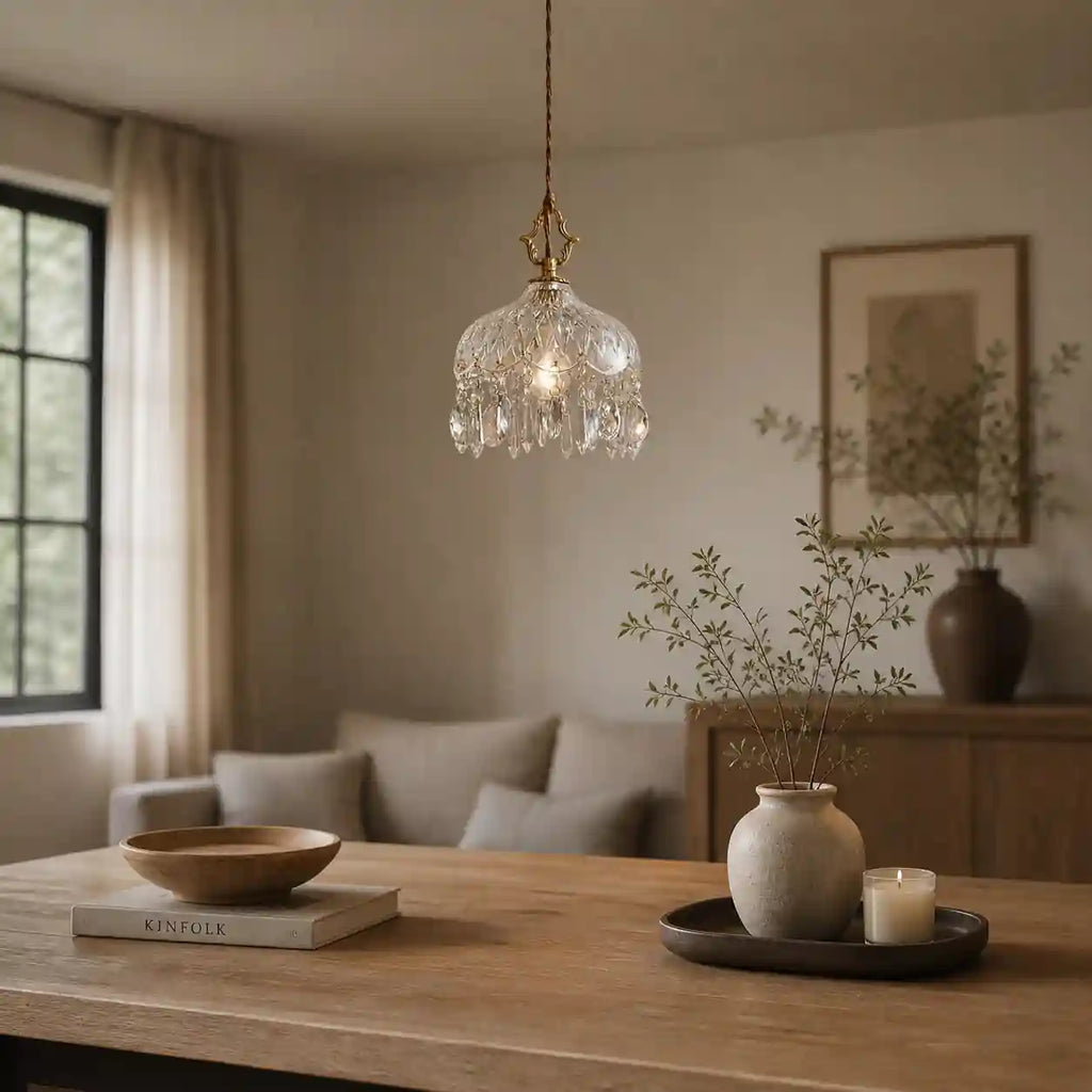 Lustre en verre -  Suspension Rétro Français chic