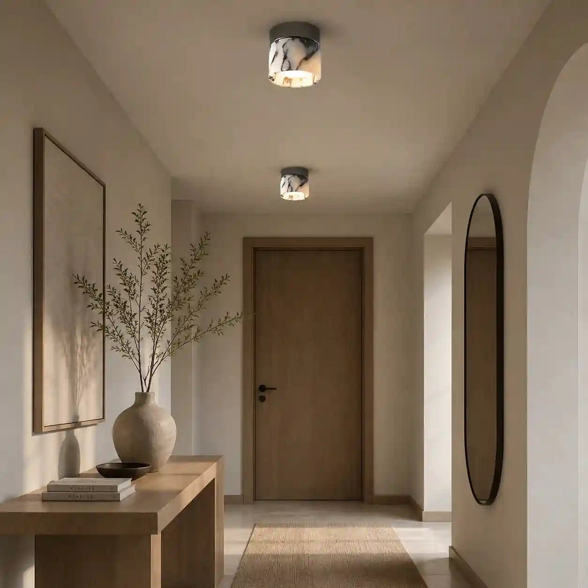 Plafonnier blanc - Cylindre Pierre Naturelle chic