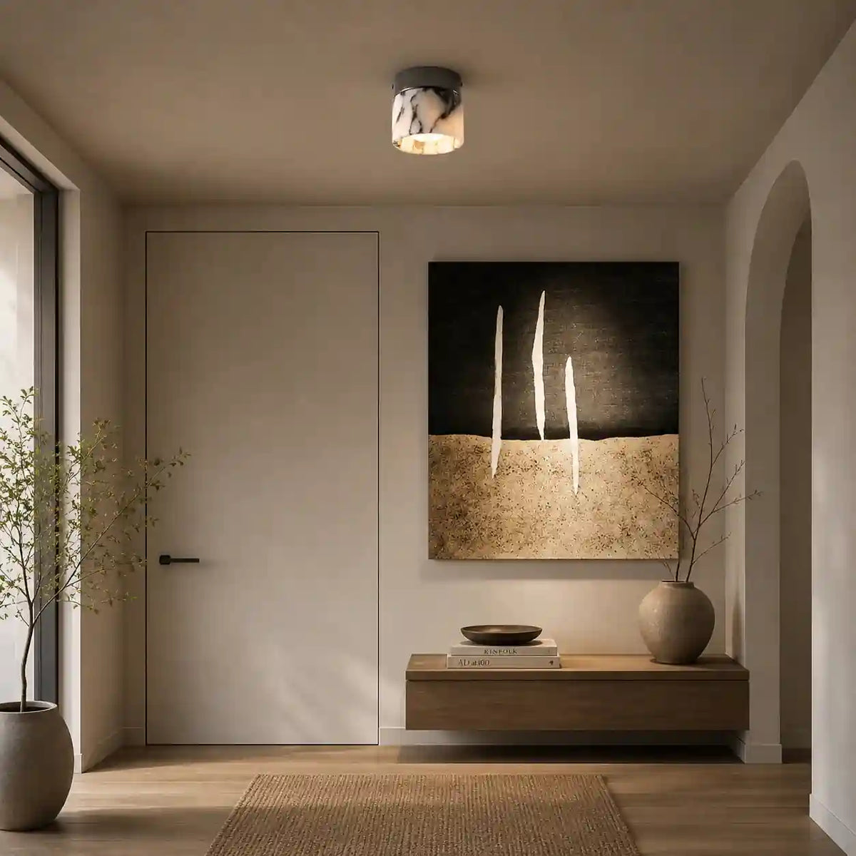 Plafonnier blanc - Cylindre Pierre Naturelle chic