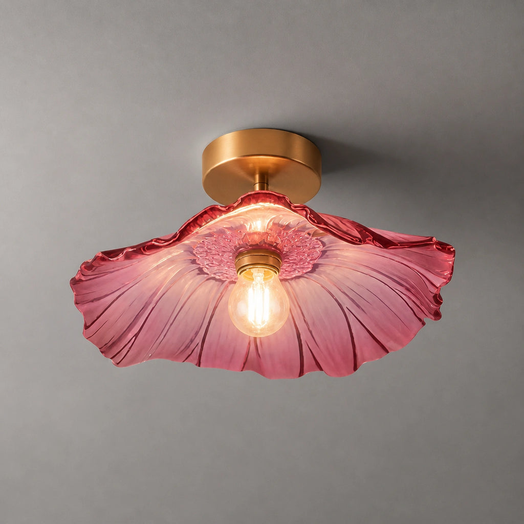 Lustre en verre - design fleur coloré