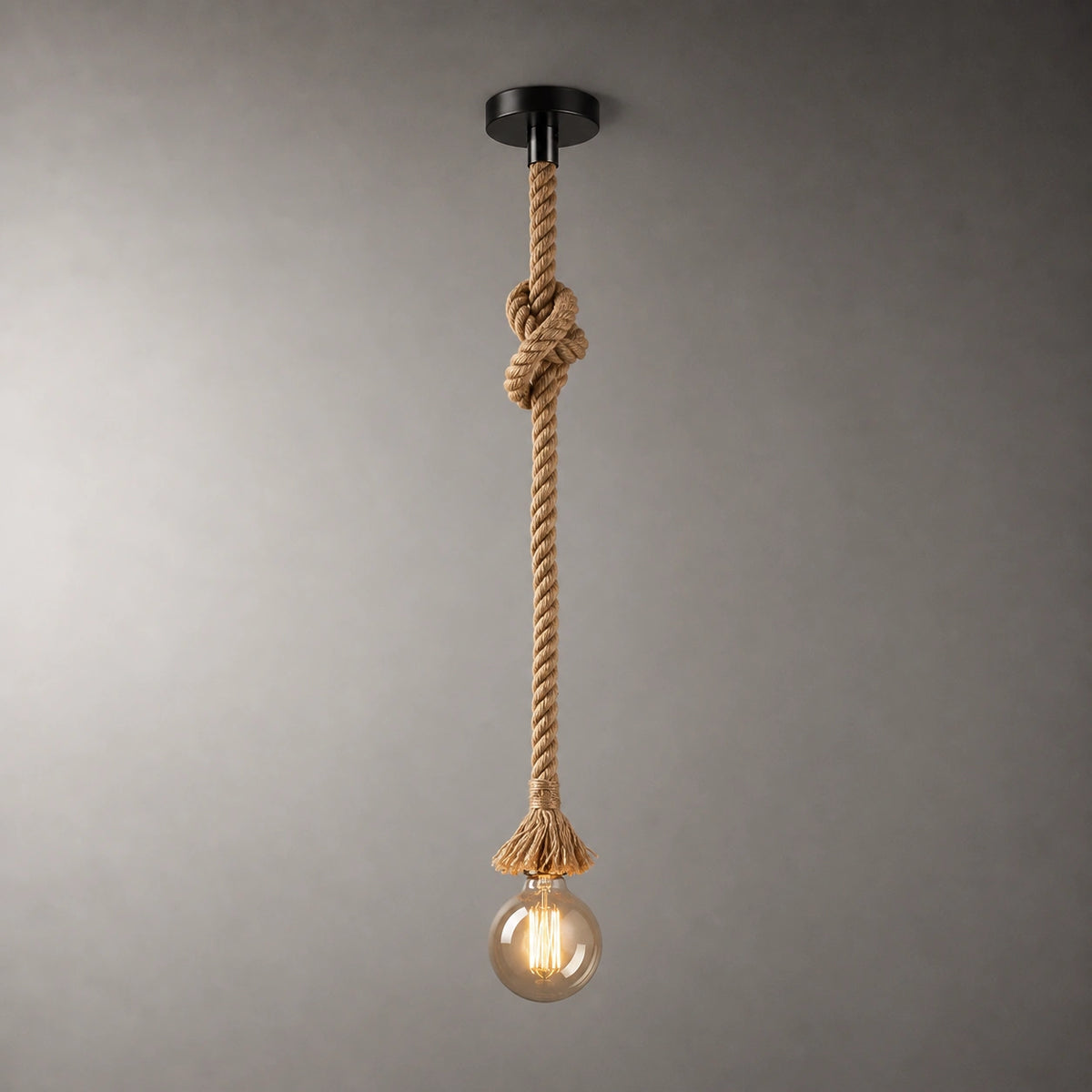 Lustre Corde Tressée Vintage | Suspension Industrielle