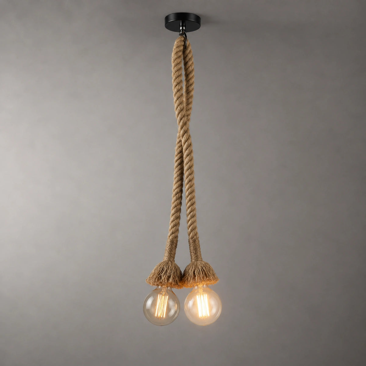 Lustre Corde Tressée Vintage | Suspension Industrielle