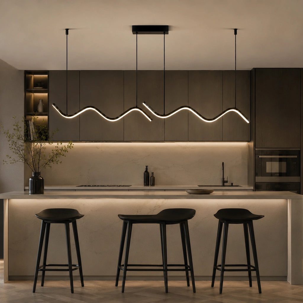 Suspension LED Nordique Noire | Lustre Moderne Salle à Manger