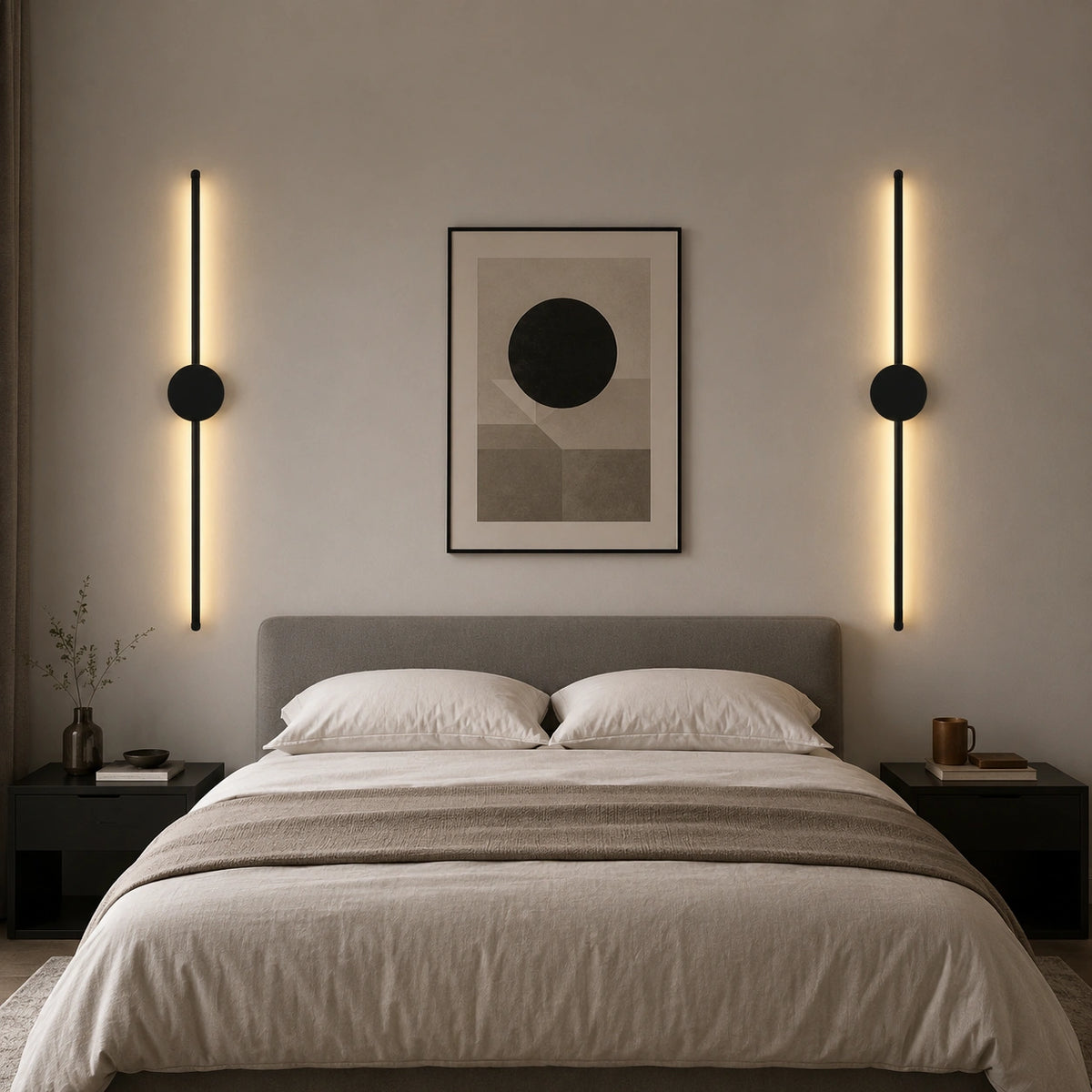 Applique Murale LED Verticale Noir | Design Moderne Salon & Chambre