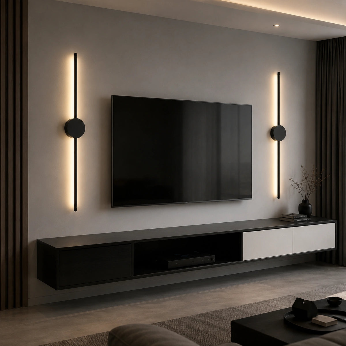 Applique Murale LED Verticale Noir | Design Moderne Salon & Chambre
