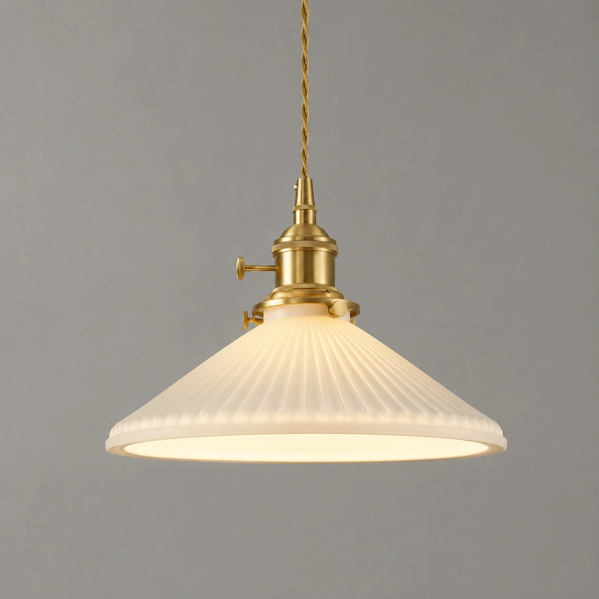 Suspension Céramique Blanche & Bronze | Luminaire Japandi Haut de Gamme