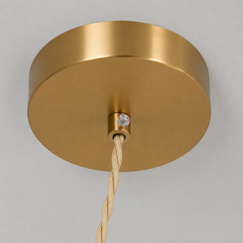 Suspension Céramique Blanche & Bronze | Luminaire Japandi Haut de Gamme