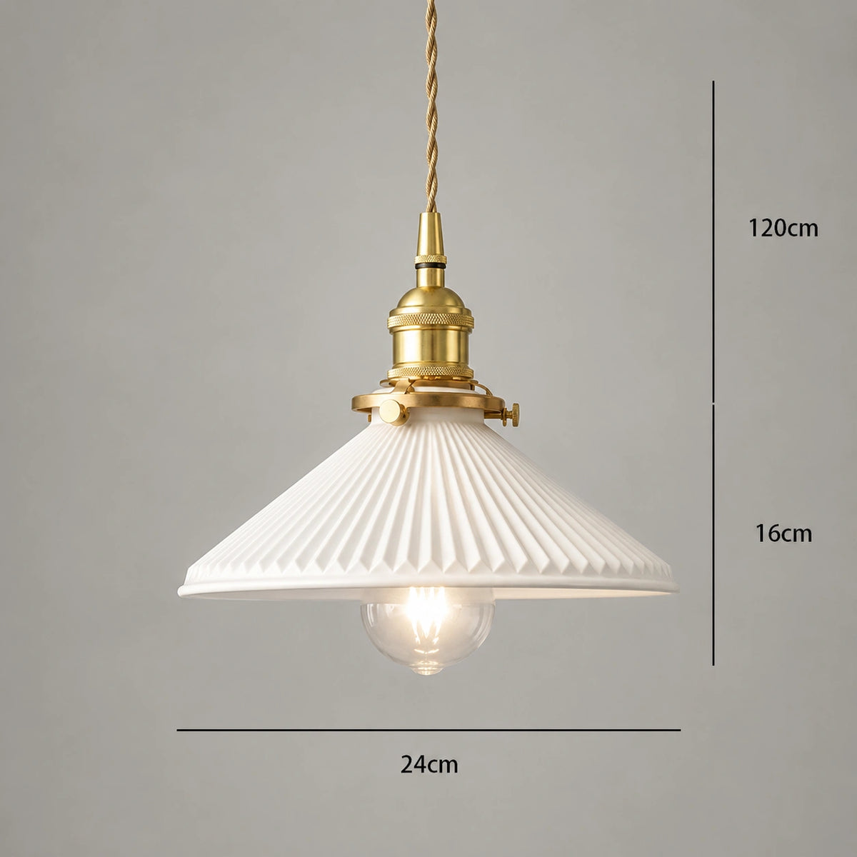 Suspension Céramique Blanche & Bronze | Luminaire Japandi Haut de Gamme