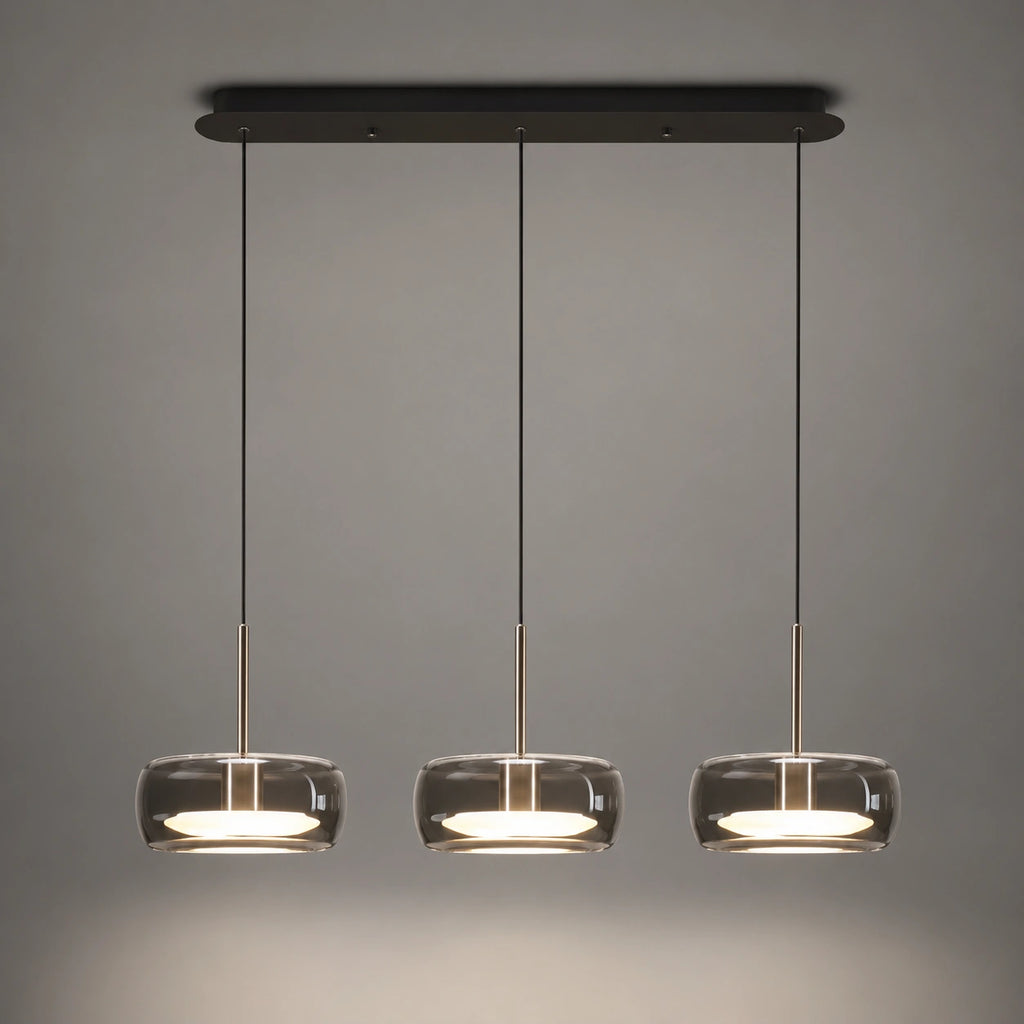 Suspension Îlot Central Verre Fumé Noir Design