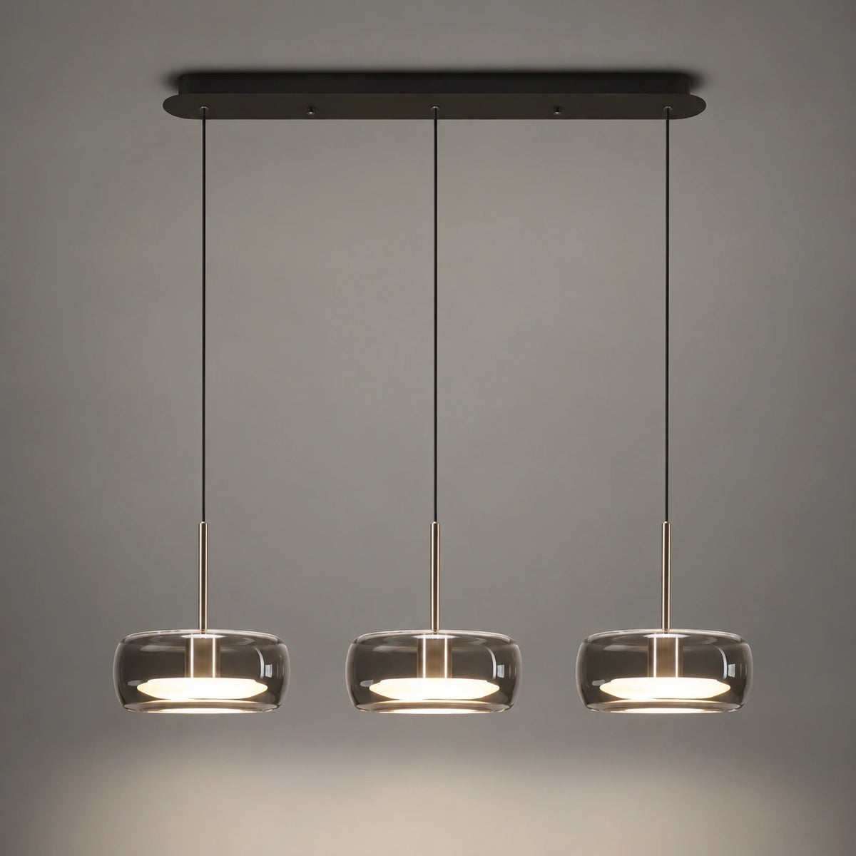 Suspension Îlot Central Verre Fumé Noir Design
