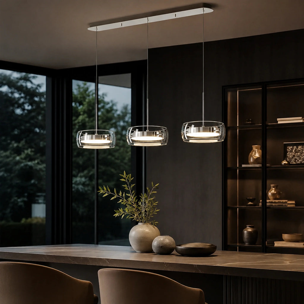 Suspension Îlot Central Verre Fumé Noir Design