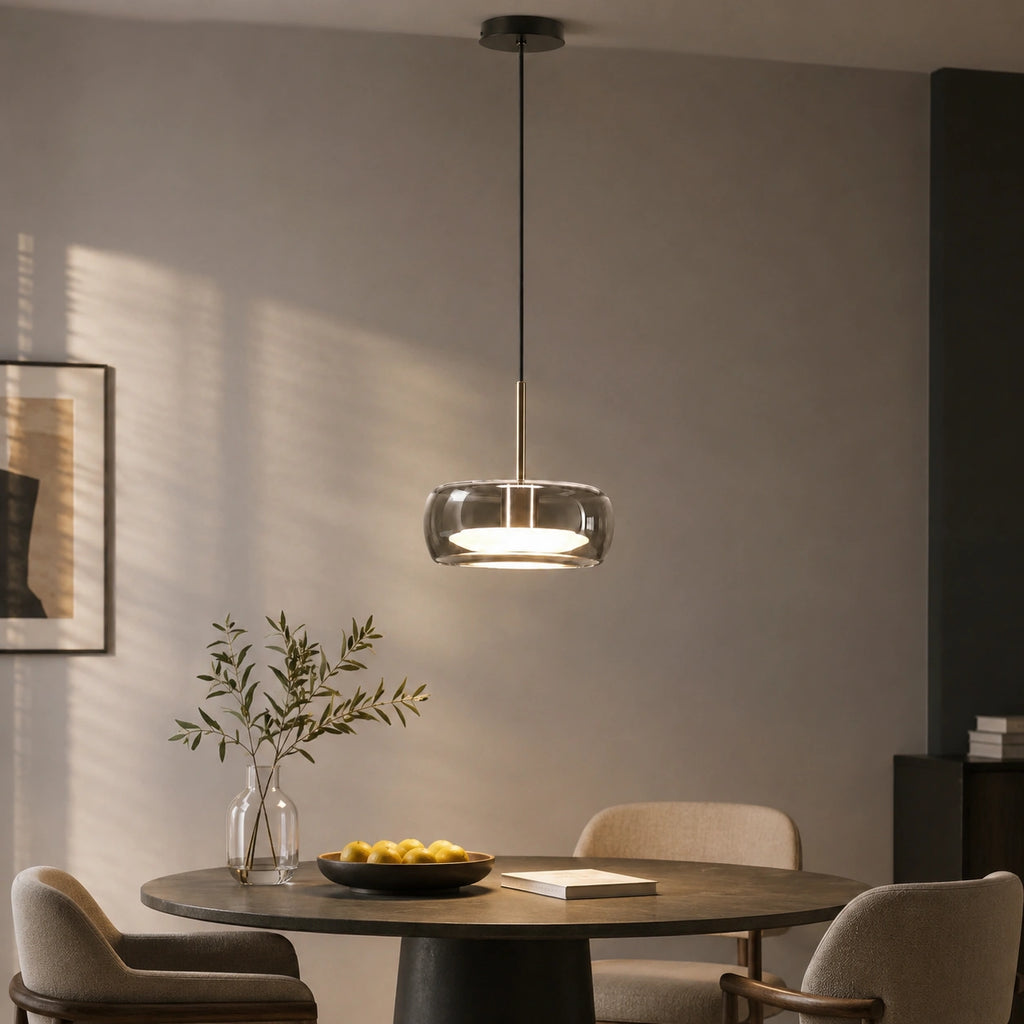 Suspension LED Verre Fumé Minimaliste Moderne Noir