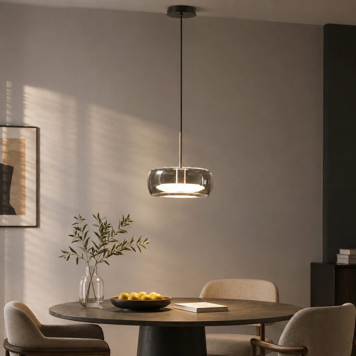 Suspension LED Verre Fumé Minimaliste Moderne Noir