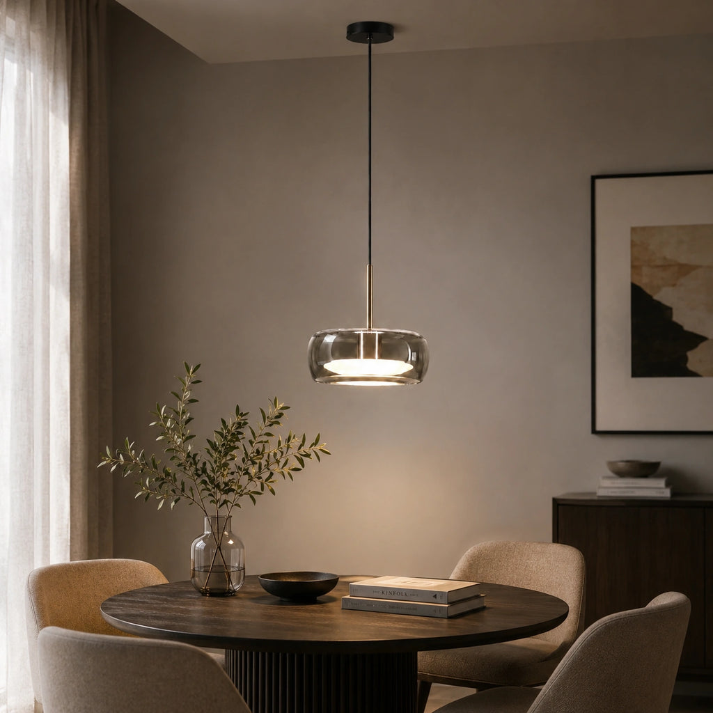 Suspension LED Verre Fumé Minimaliste Moderne Noir