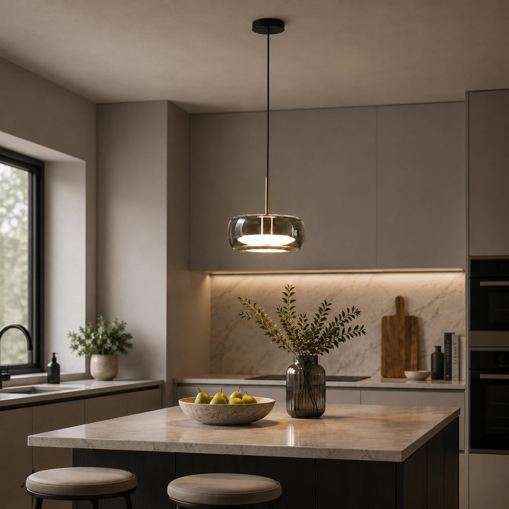 Suspension LED Verre Fumé Minimaliste Moderne Noir