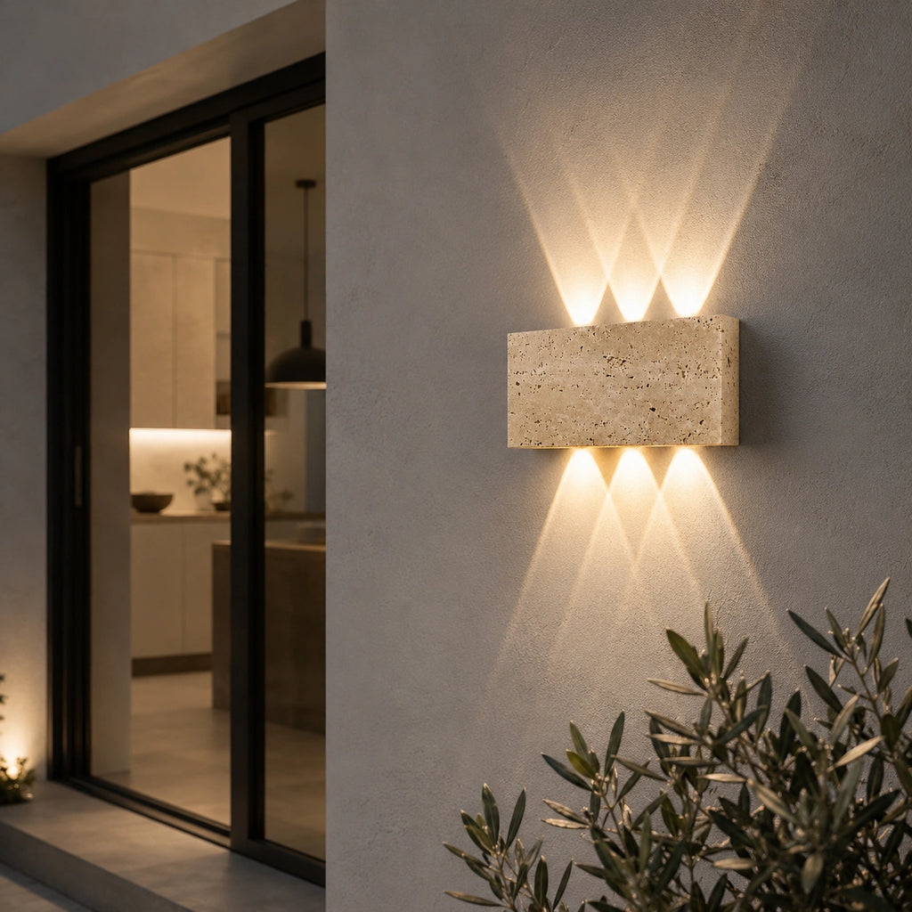 Applique Extérieure Pierre Naturelle | LED Travertin Architectural