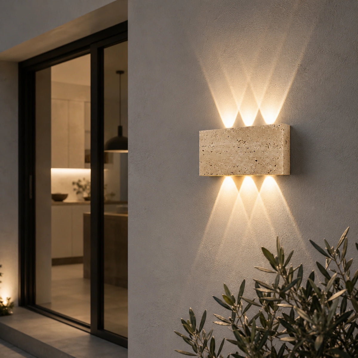 Applique Extérieure Pierre Naturelle | LED Travertin Architectural