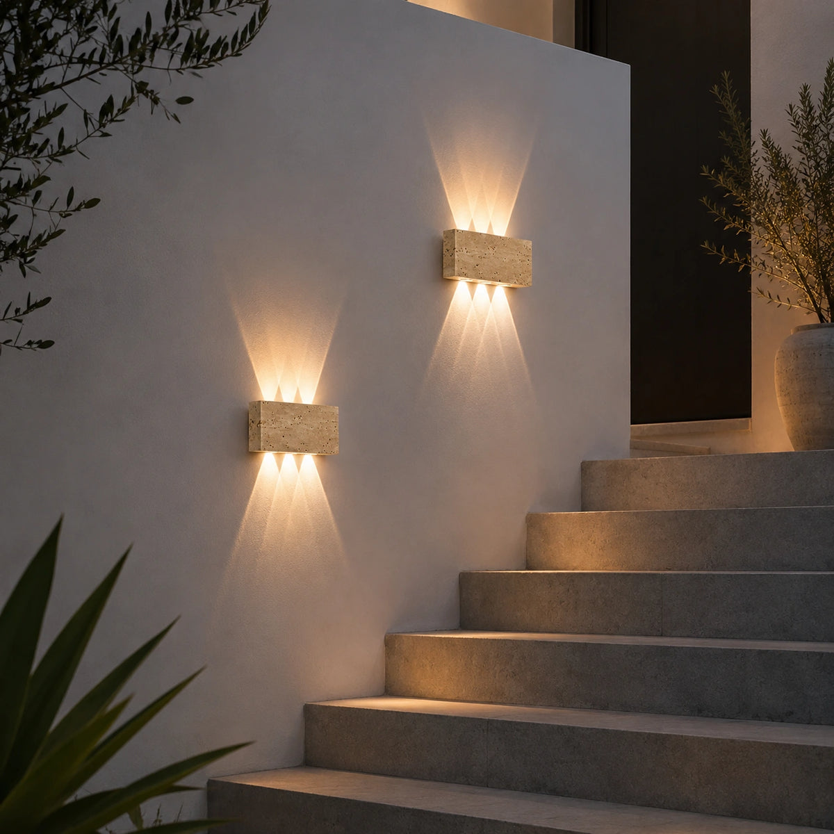 Applique Extérieure Pierre Naturelle | LED Travertin Architectural