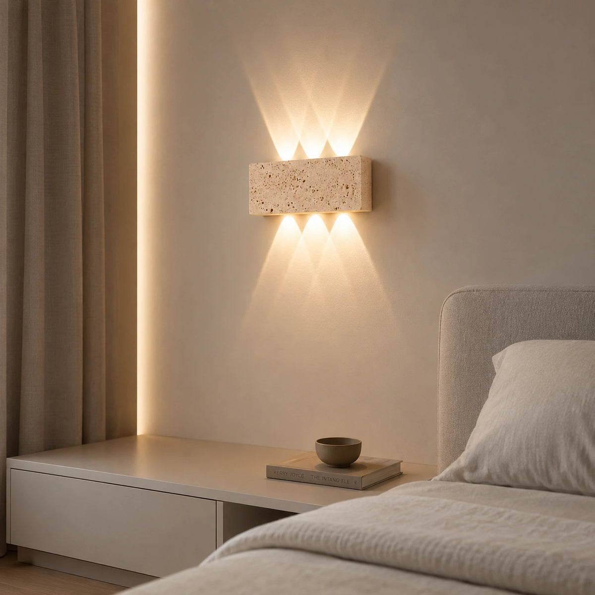 Applique Murale Pierre Travertin | Éclairage LED Minimaliste