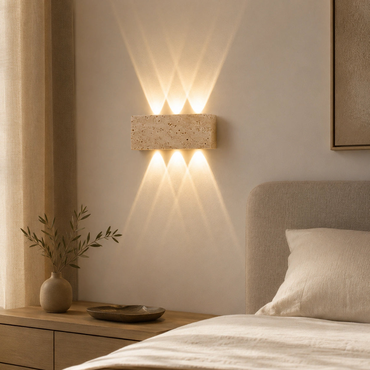 Applique Murale Pierre Travertin | Éclairage LED Minimaliste