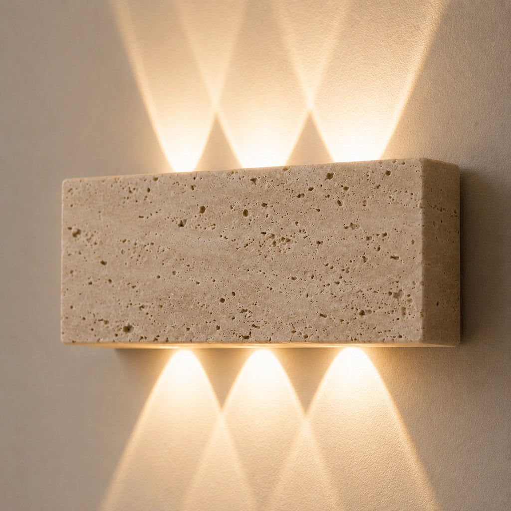 Applique Extérieure Pierre Naturelle | LED Travertin Architectural