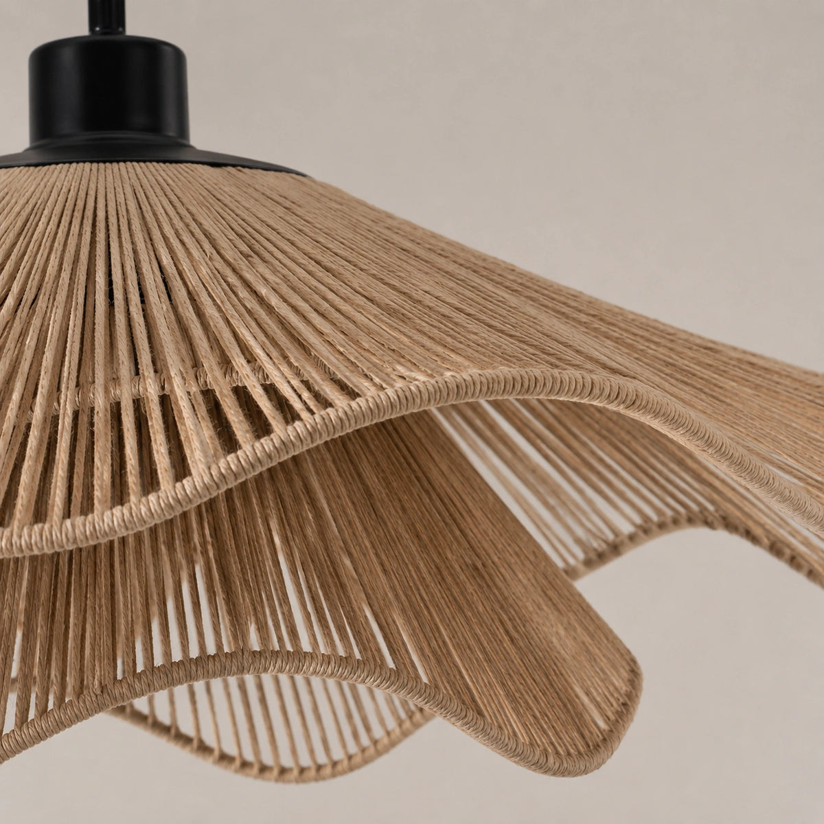 Suspension Rotin Fleur Japandi | Luminaire Ondulé Naturel