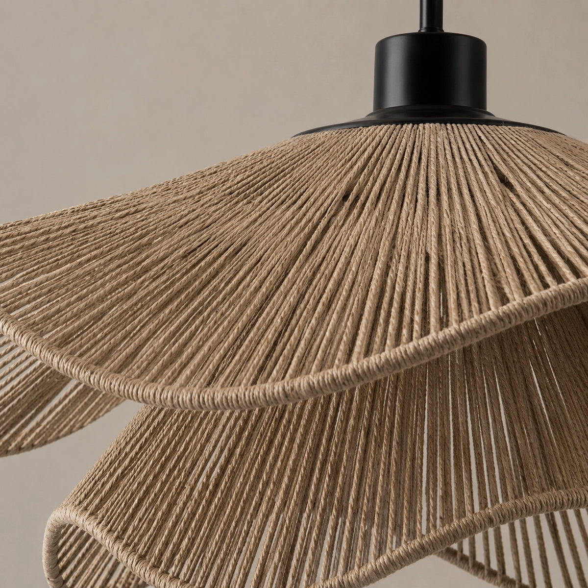 Suspension Rotin Fleur Japandi | Luminaire Ondulé Naturel