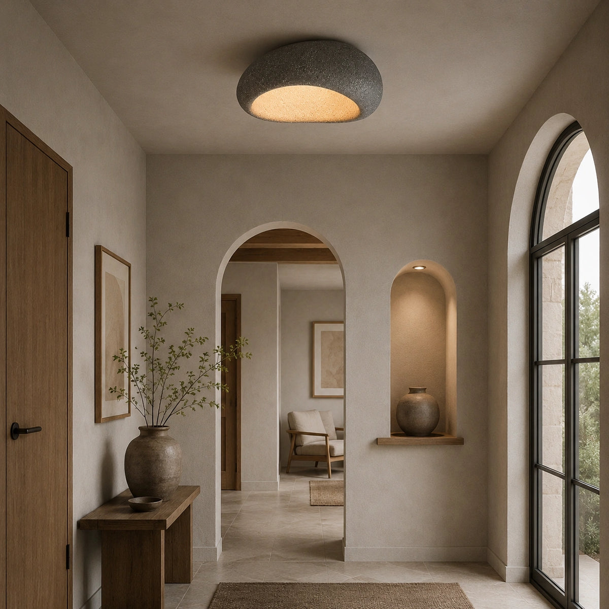 Plafonnier wabi-sabi, design en pierre | Aira