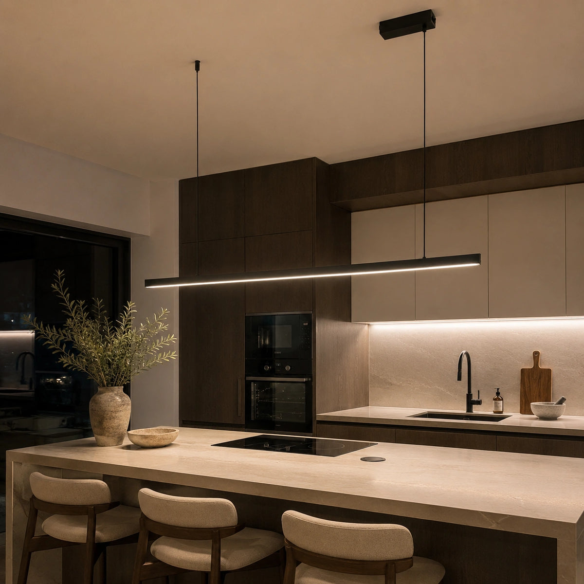 Suspension LED Design Italien Noir Mat Minimaliste