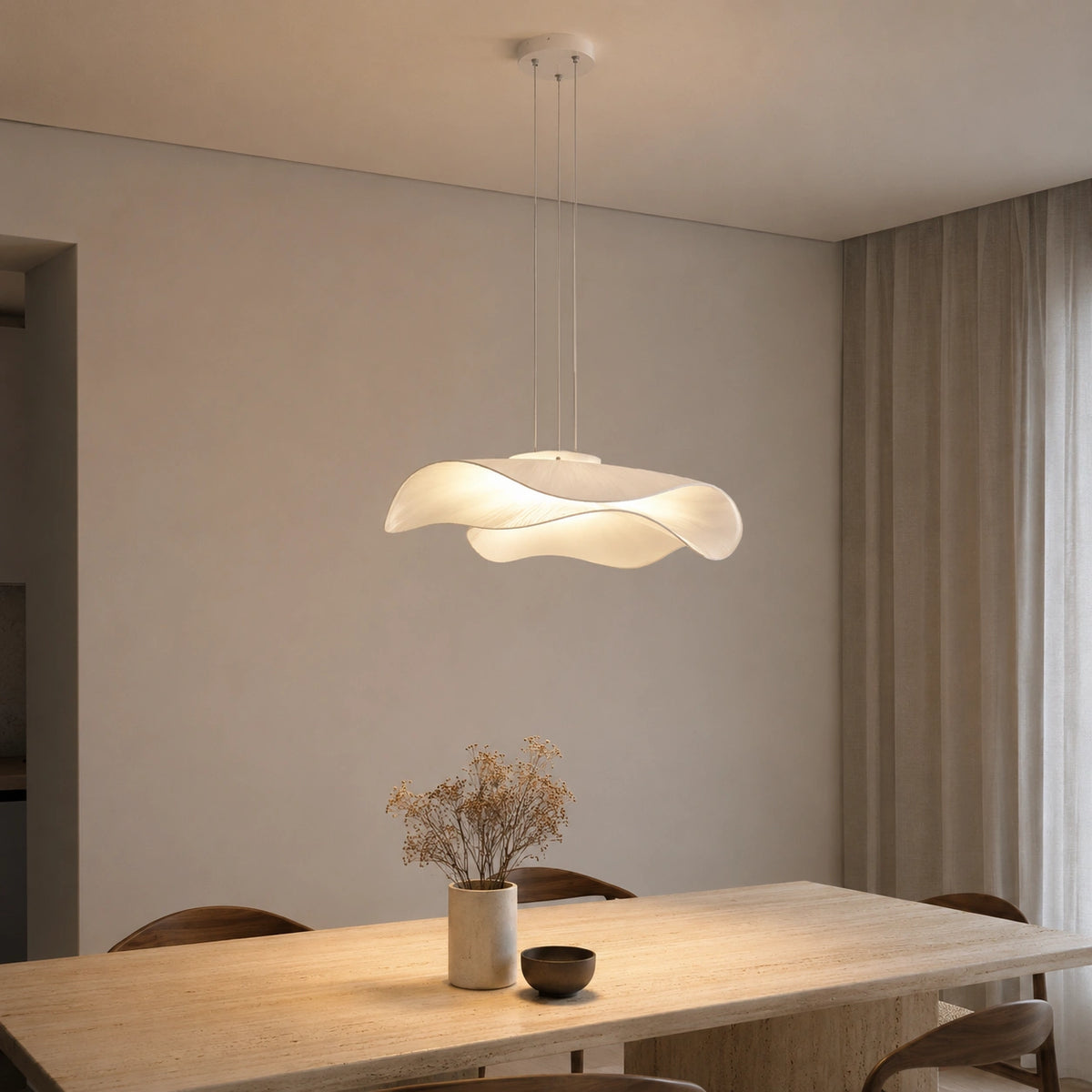 Lustre blanc - suspension bohème