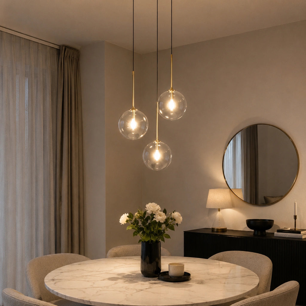 Suspension boule en verre - style contemporain