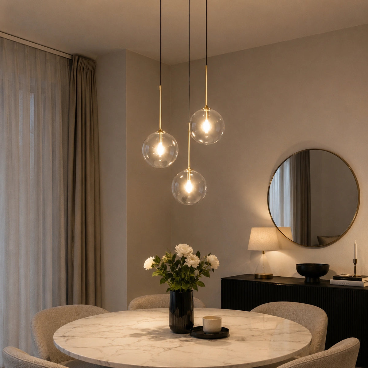 Suspension boule en verre - style contemporain