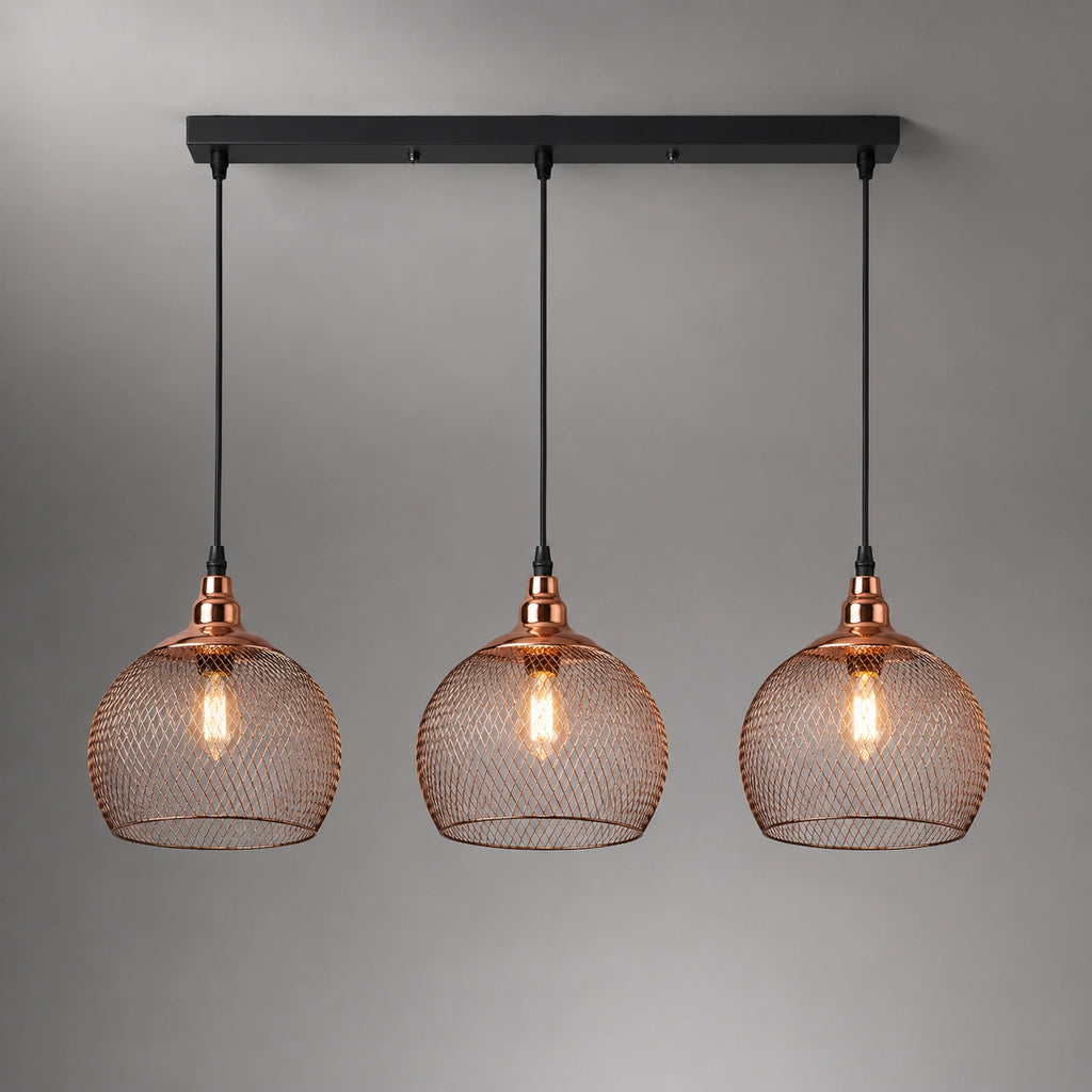 Lustre rond - grillagée dorée et noire